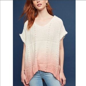 Anthropologie Moth Fringed Beachside Hoodie M/L NWOT Knit Ombre Poncho Top